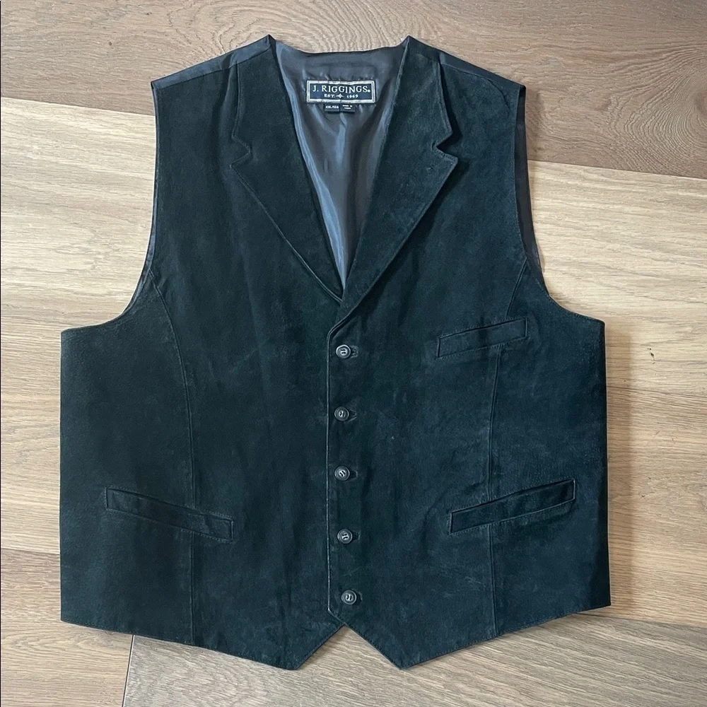 J. Riggings Men’s Black Suede Leather Vest Size XXL